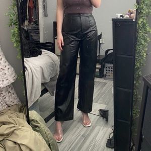Black Pleather Fit & Flare Pants